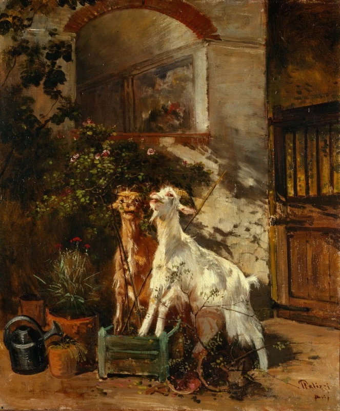 Capre che brucano un cespuglio di rose - Artgate Fondazione Cariplo